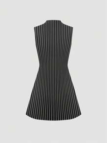 Sweetra Women High Collar A-Line Midi Dress, Fashionable & Versatile For Commuting - Multicolor - View 2