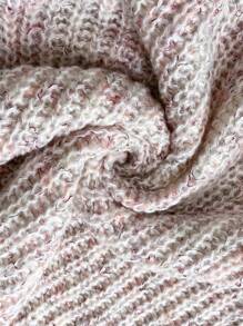 SHEIN VCAY 大码女式蝙蝠袖 V 领套头毛衣，带花卉欧根纱设计，秋冬款 - 彩色 - 查看 5