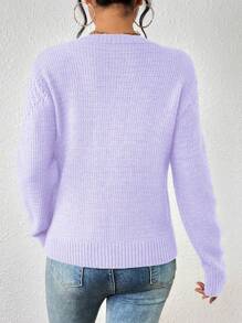 SHEIN LUNE Jersey de punto minimalista casual con calado en color liso, para otoño/invierno