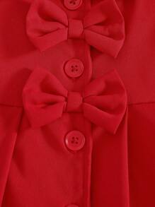 SHEIN Baby Girls' Furry Collar Bowknot Trench Coat, Autumn Winter