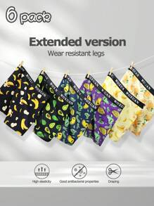 6pcs Men's Fruit Print Fashion Boxer Briefs - Multicolor - View 2
