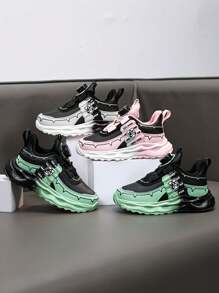 Giày thể thao đế dày lót giữ nhiệt mùa thu/đông cho trẻ em, khóa xoay có thể điều chỉnh dễ dàng khi mang/tháo, lớp lót mềm mại và ấm áp, màu sắc tương phản, họa tiết in lớn trên thân giày, phù hợp cho các dịp hàng ngày, ngoài trời, thể thao, giáo dục thể chất và nhiều cảnh - Nhiều màu - Xem 1