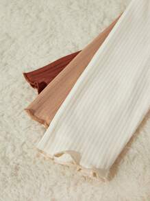 SHEIN 3 件套幼儿女童休闲百搭经典百搭简约优雅立领长袖上衣，柔软针织面料适合外出、家居服和秋冬季