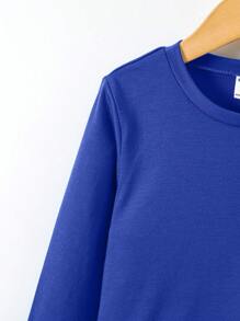 SHEIN Young Boy Solid Color Round Neck Casual Versatile Long Sleeve T-Shirt, School, Campus, College - Multicolor - View 6