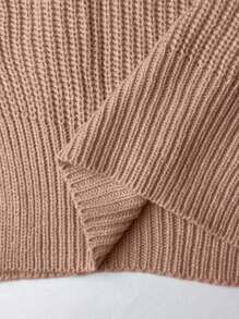 SHEIN LUNE Plus Size Jednokolorowy sweter z rozcięciem z boku, swobodny na jesień/zimę