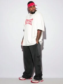 Manfinity VCAY 大码男士灰色针织运动裤外出时尚宽松运动裤，适合丈夫、男朋友的礼物 - 彩色 - 查看 2