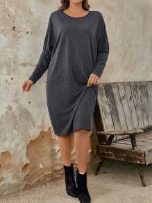 Plus Size Fitted Crew Neck Knit Dress For Women Fall Cloth For Women