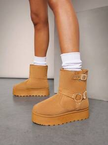 SHUZIA 女士厚底及踝靴，保暖 - 駝色 - 查看 3