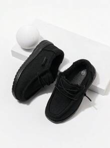 أحذية رياضية جديدة للخريف/الشتاء ذات لون أسود ثابت ، مبطنة حرارياً، سهلة الارتداء ،مع نعل مُقاوم للانزلاق، مناسبة لعيد الميلاد