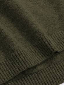 DAZY Women Plain Color Pullover Sweater Vest, Turtleneck, Spring/Autumn - Army Green - View 3