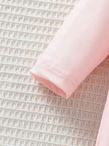 2 Stücke Neugeborenen Minimalistische Einfarbige Rüschenkragen Englisch & Kranich Grafik Langarm Romper Set