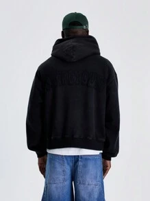 Musero Men Hooded Drawstring Sweatshirt - Black - View 3