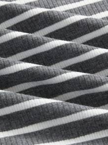 SHEIN Maternity 2pcs Women Fitted Striped Hooded Long Sleeve Tops, Nursing