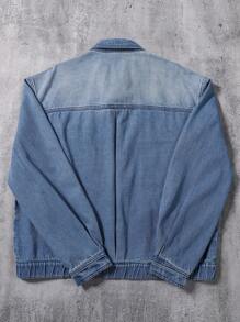 Manfinity EMRG Men's Light Blue Washed Casual Loose Denim Jacket - Light Wash - View 2