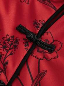 SHEIN MOD Vestido corto cheongsam de cuello alto y abotonado estilo chino talla grande