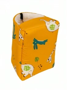 1PC Cartoon Printed Warm Fleece Triangular Sleeping Nest For Parrots Hamsters Chinchillas Squirrels Autumn Winter Pet Bed - Yellow - View 4