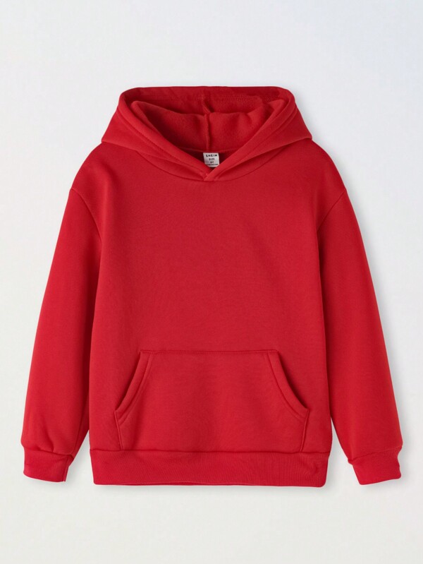SHEIN Tween Girls' Kangaroo Pocket Warm Hoodie
