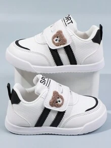 1 双可爱熊头印花儿童休闲运动鞋 - 黑色 - 查看 1