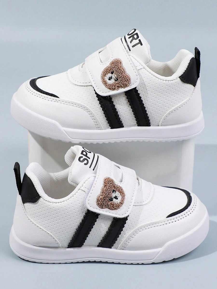 1 双可爱熊头印花儿童休闲运动鞋 - 黑色 - 查看 1