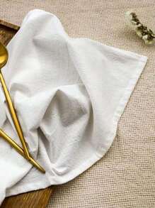 Set de 1/6 servilletas cuadradas modernas y sencillas, suaves y absorbentes, con estilo vintage europeo y americano, de unicolor y textura plisada, para decoración de mesa de restaurante/hogar/fiesta, también puede usarse como paños de taza, mantel o individuales (disponible en varios colores) como regalo navideño - Blanco - Ver 7