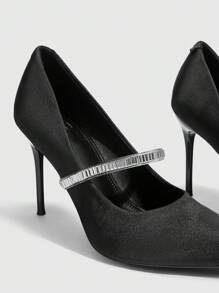 CUCCOO SZL Pointed Toe Stiletto Heels Women's Fashion Elegant Aesthetic European And American Rhinestone Strap Sexy High Heels For Christmas, New Year Party, Date - Black - View 4