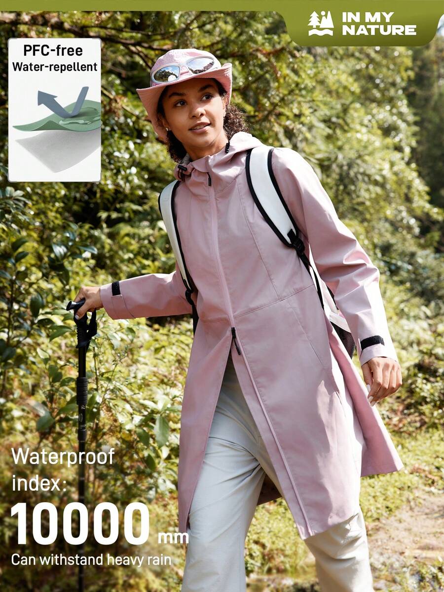 In My Nature 女士户外徒步和通勤防水连帽夹克 - 粉色 - 查看 1