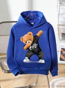 SHEIN Tween Boys Casual Cartoon Print Thick Sweatshirt, Suitable For Autumn And Winter