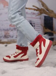 Toddler Boys' Winter Warm Casual High Top Thicken Lining Running Sports Shoes - Burgundy - View 2