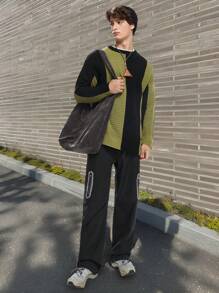 Manfinity VCAY Suéter de punto de manga larga con estilo informal para hombre