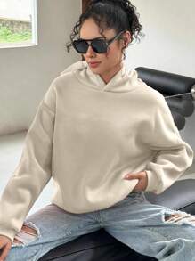SHEIN x Carly Lawrence INAWLY Sudadera con capucha de manga larga informal para mujer