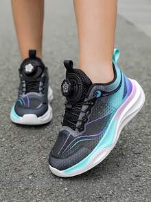 1 Đôi Giày Thể Thao Lưới Thoáng Khí Thời Trang Cho Trẻ Em, Chống Trượt, Giày Thường Ngoài Trời Bền Cho Mùa Hè & Mùa Thu, Giày Bóng Rổ Trẻ Em Thoải Mái, Nhẹ & Mềm Mại Cho Bé Gái Đáng Yêu Và Bé Trai Ngầu Có Dây Đeo Xoay Được - Nhiều màu - Xem 2