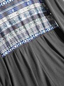 Al Najma Plus Size Vintage Geometric Print Patchwork Casual Dress, Autumn - Dark Grey - View 11