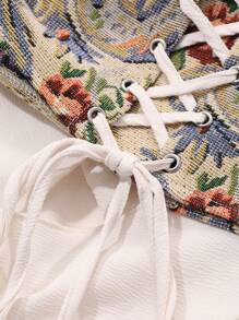 DAZY 女士秋季长袖宫廷风中长连衣裙，新年舞会礼服，荷叶边奢华优雅女装 - 米色 - 查看 9