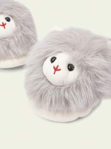 CUCCOO Quty Pantofole in peluche con motivo carino del leone, dalla suola spessa, ideali per Natale, Capodanno, autunno e inverno