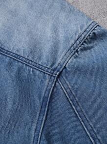 Manfinity EMRG Men's Light Blue Washed Casual Loose Denim Jacket - Light Wash - View 9