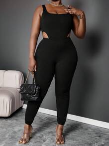 Maweii Conjunto de pantalones y mono informal de unicolor en talla grande