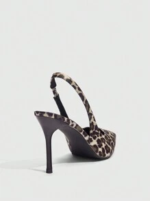 CUCCOO SZL Pointed Toe High Heel Leopard Print Fabric Material Fashionable Minimalist Everyday & Party Elastic Band Ladies High Heels For Christmas And New Year Holiday Vibe Fall And Winter