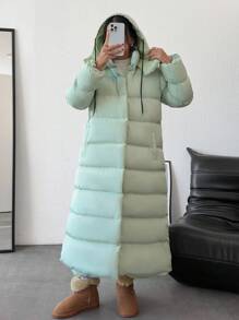 RueChic ASPEN Women's Mountain Trekking Hooded Padded Long Winter Coat - Green - View 7