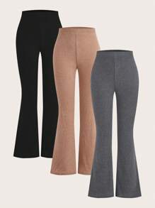 SHEIN EZwear Pantalones casuales de mujer de unicolor, corte slim para uso diario - Multicolor - Ver 11
