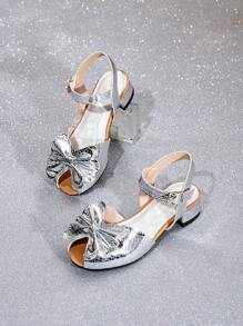 1 双时尚金属浮雕露趾高跟凉鞋（女款） - 銀色 - 查看 3