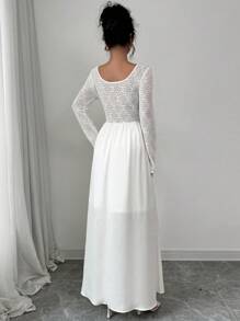 Elenzga Vestido de cóctel elegante de color albaricoque para mujer, para fiesta, boda, vestido de alto nivel con mezcla de encaje, espalda abierta, de seda y satén, corte evasé
