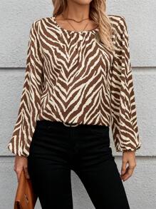 EMERY ROSE 女士圆领长袖花卉印花休闲衬衫 - 彩色 - 查看 6