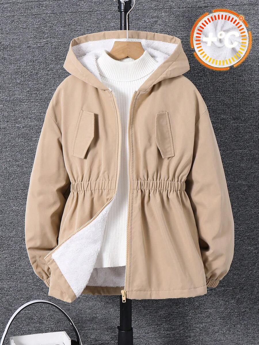 معطف كاجوال ذو بطانة حرارية متوسطة الوزن مع غطاء للفتيان المراهقين، بسحّاب وصف واحد، مناسب للمدرسة والحديقة والشاطئ وعيد الميلاد في فصول الربيع والصيف والخريف والشتاء