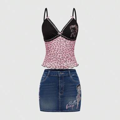 Bibiy. 　KATHERYNTWEEDTOP Our Betty Boop | ROMWE Women's Cartoon Character Rhinestone