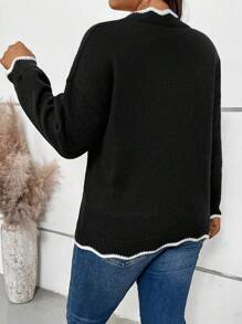 SHEIN LUNE Plus Size Women V-Neck Long Sleeve Sweater, Winter