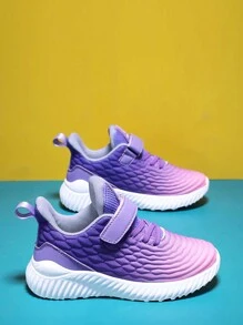 儿童女童轻便透气运动鞋，时尚休闲运动鞋，带可调节钩环扣，一脚蹬，防滑耐用鞋底，适合春秋季 - 彩色 - 查看 4