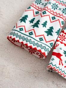 Cozy Pixies Baby Girl 2pcs Christmas Print Round Neck Long Sleeve Top And Bib Dress Set, Winter Clothes - Multicolor - View 17