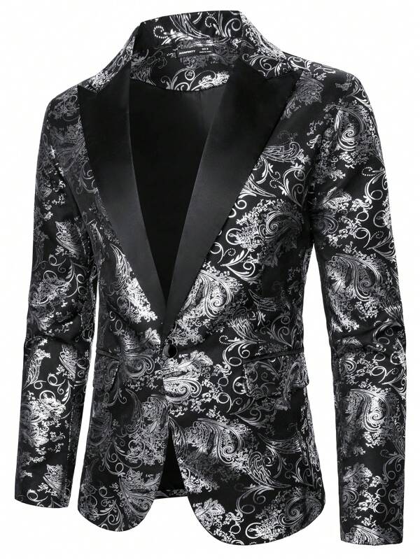 Manfinity AFTRDRK Men's Fashion Paisley Print Suit Jacket, Autumn