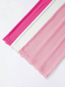 SHEIN 3 Sets Women Solid Color Contrast Lace Cami Top & Pants Sleepwear Set Lounge Set - Multicolor - View 4