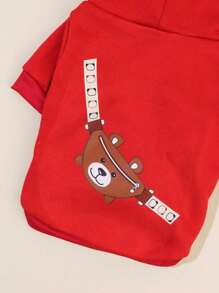 PETSIN 1pc Bear Graphic Print Kangaroo Pouch Sweatshirt